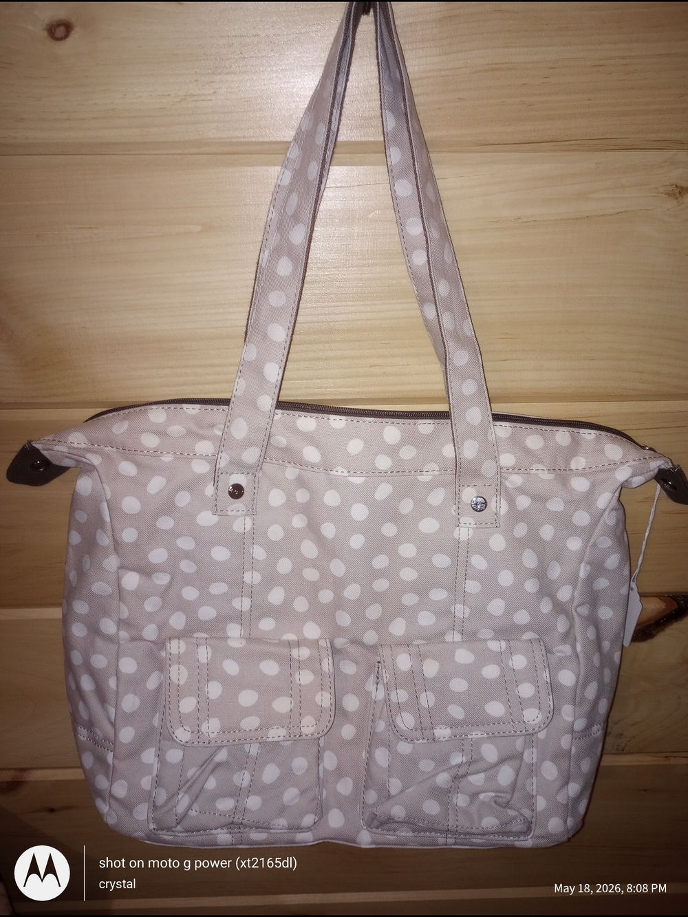 ThirtyOne Polka Dot Tote Bag in Light Beige, Brown, Light Gray